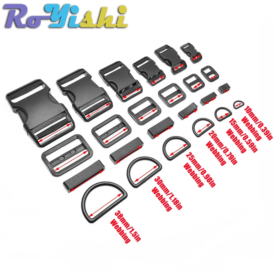 1-10 Set Plastic Side Release  - D Ring Strap 评论和价格