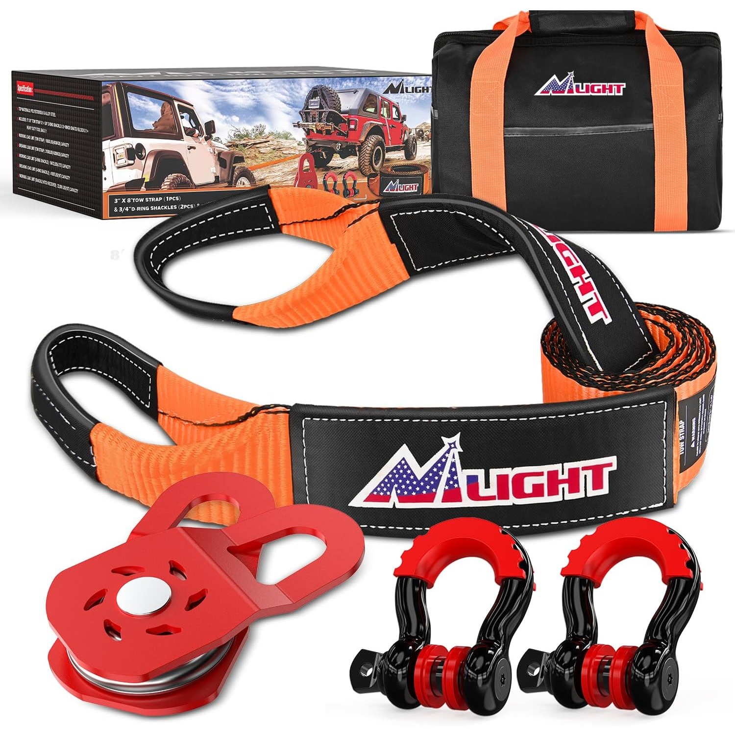 Nilight Offroad Recovery Kit 3 - D Ring Strap 评论和价格