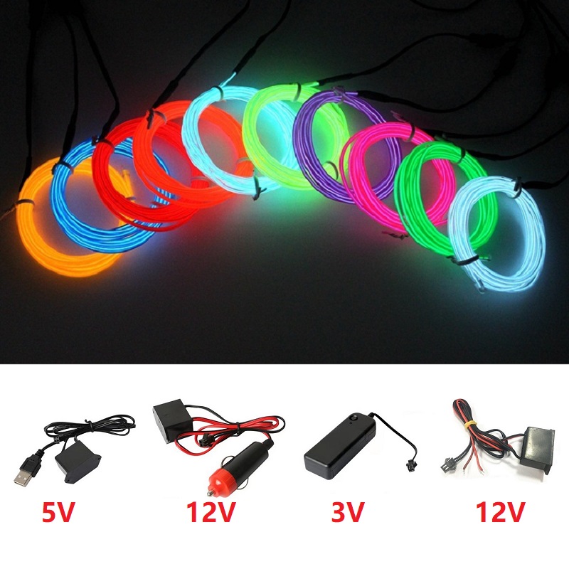 10m/5m/3m/1m 3V Battery 5V USB - Led El Wire 评论和价格