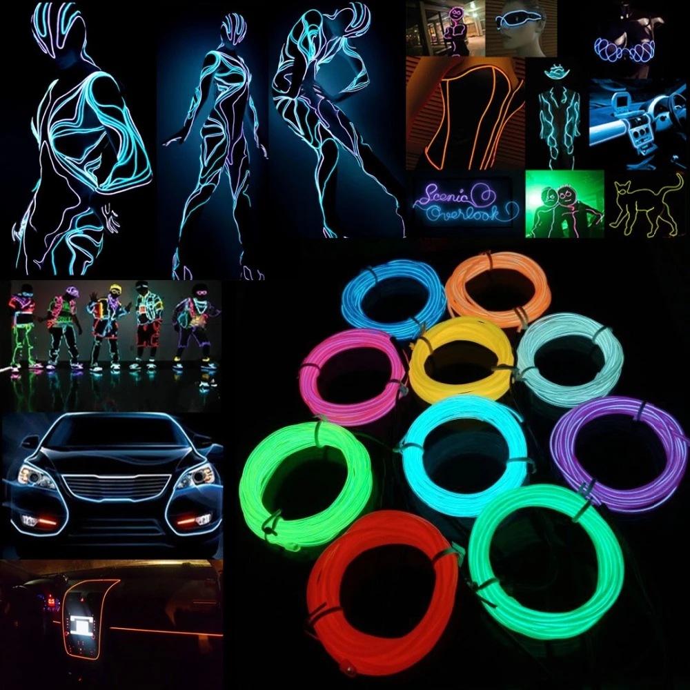 10m/5m/3m/1m 3V Battery 5V USB - Led El Wire 评论和价格